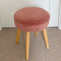 Pink Velour Foot Stool