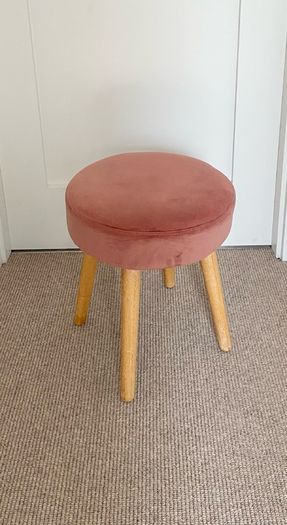Pink Velour Foot Stool
