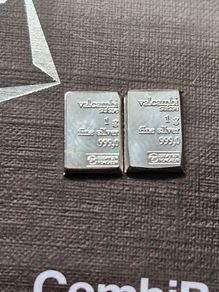 2 x 1 gram Silver Bar's (2 Grams) - Valcambi 999