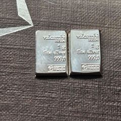 2 x 1 gram Silver Bar's (2 Grams) - Valcambi 999