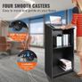 Podium Stand, 119 cm Hostess Stand with 4 Rolling Wheels, Wood Podium with Storage Shelves, and Slant Desktop Image 4