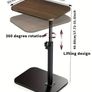 Walnut Multi-Functional C-Type Foldable Side Table for Winter, Featuring a Height Adjustment from 40cm to 80Cm, Image 2