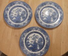 Ironstone England Willow Plates x 3