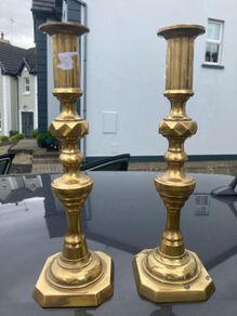 Early Victorian brass candle sticks free postage