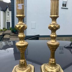 Early Victorian brass candle sticks free postage