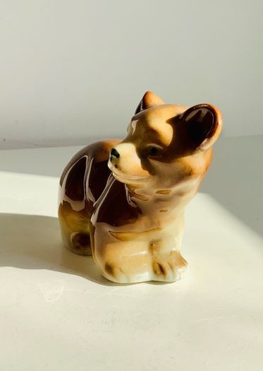 Vintage USSR Lomonosov LFZ Porcelain Bear Cub Figurine Model 7782 Russian Collectible
