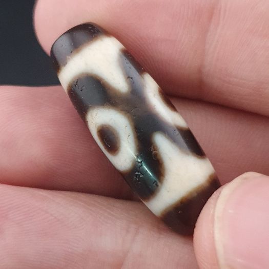 Antique 2 Eyes Himalayan Tibetan Agate Dzi Bead Amulet 29.6mm