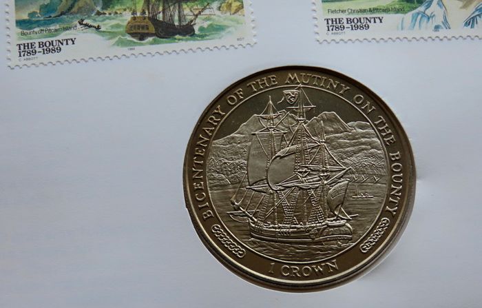 The Mutiny on the Bounty Bicentenary 1789-1989 Crown coin stamp cover