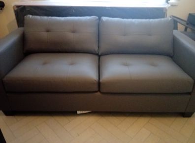 New Leather Grey 3 Seater Sofa