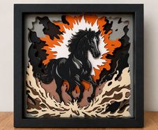 Handmade 3D Horse Shadow Box 27x27 cm