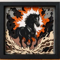Handmade 3D Horse Shadow Box 27x27 cm