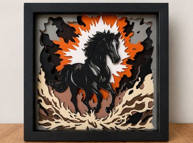 Handmade 3D Horse Shadow Box 27x27 cm