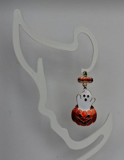 Cute Enamel Ghost in Jack O' Lantern Pumpkin Earrings