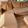 DFS 3-Seater Beige Jumbo Cord Sofa & Footstool Image 2