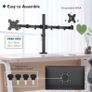 Dual Monitor Arm for 13-27 inch LCD LED PC Screens, Ergonomic Dual Monitor Stands for Desks, Height Adjustable Dual Monitor Desk Mount Tilt 90,Swivel 180 Rotate 360, VESA 75/100 Image 3