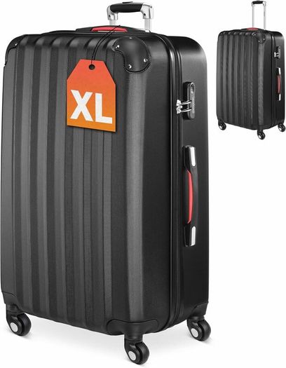 XL 90L Hard Shell Suitcase with 360deg  Spinner Wheels & Combination Lock