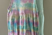 Rainbow pastel tie dye style dress 6-7 years