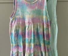Rainbow pastel tie dye style dress 6-7 years