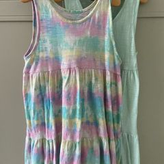 Rainbow pastel tie dye style dress 6-7 years