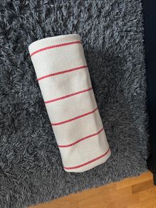 Patterned Canvas Rug with Red-and-white stripes