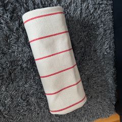 Patterned Canvas Rug with Red-and-white stripes
