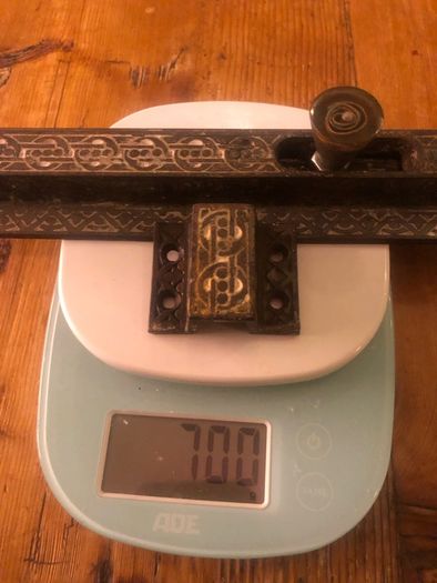 Antique door sliding bolt 1876, a Kenrick & sons bronze/brass door bolt
