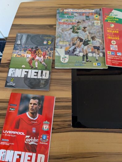 Huge 1990 80s vintage liverpool and some vintage Ireland soccer gear signed gear etc