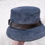 Coach Vintage Y2K Blue Suede Leather Buckle Detail Bucket Hat Size S Image 9