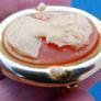 Vintage Shell Cameo Brooch Gold Tone Frame, Pin, Ivory, Salmon, Feminine, Collectible, Jewelry Image 4