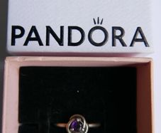 PANDORA Sterling Silver 925 February Purple Eternity Circle Ring size O - 2,2g