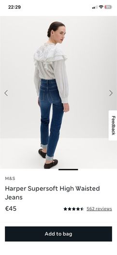 M&S Harper Cigarette Supersoft Jeans  UK 14 Short