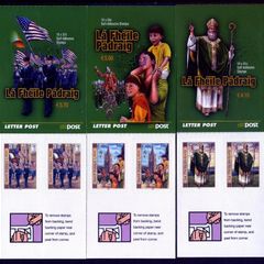 2003 Ireland St Patrick's Day (41c St. Patrick, 50c Cathedral & 57c Parade) self-adhesive Commemorative Stamp Booklet Mint Never Hinged (MNH). Hibernian HB107&HB108&HB109.