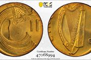 Ireland 1980 1d penny mint error struck on 2 gram brass planchet PCGS MS66