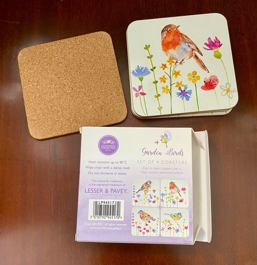 Garden birds coaster set