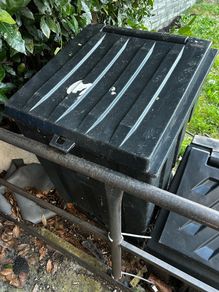 Black plastic garden storage