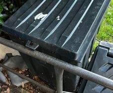 Black plastic garden storage