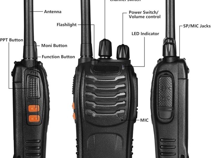 FREE SHIPPING 8 Pack 88E Long Range Walkie Talkie USB Rechargeable 16CH Walky Talky Radio with Earpieces and LED Light Voice Prompt for Field Survival Biking and Hiking