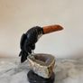 Hand-Carved Gemstone Toucan on Agate Geode Base Image 3