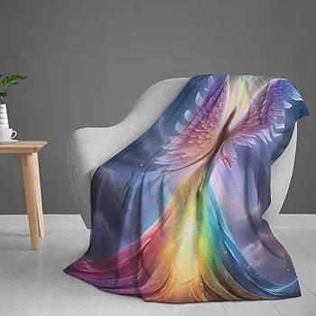 Soft Fleece Throw Blanket - 60x80 Inch Flannel Thick Fluffy Throw Blanket for Sofa Bed Couch or Chair, All Seasons Cozy Warm & Lightweight Blanket for Girls Kids Adults, Angel Pattern
