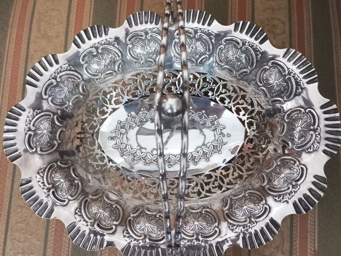 Silver plated fruit basket.