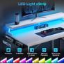 L Shaped Gaming Desk with LED Lights, 100 x 70 cm Computer Desk with Power Outlet Image 6