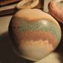Beautiful  KAMINI style CERAMIC Round Art Pottery Bud Vase Oil Carafe not Signed Image 4