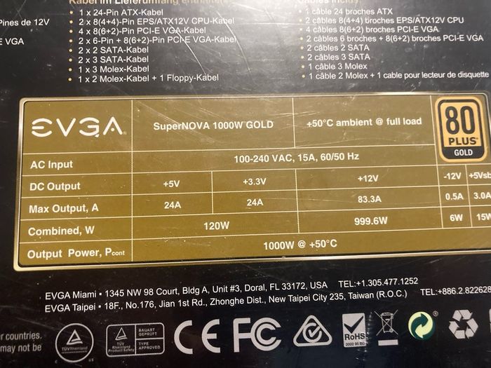 Power Supply Evga G2 1000w