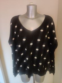 Next black polka dot V-neck jumper size UK20 EU48 Postage included