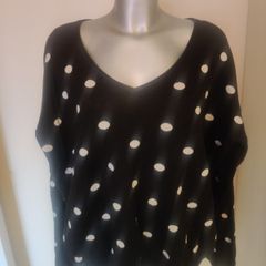 Next black polka dot V-neck jumper size UK20 EU48 Postage included