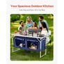 Camping Kitchen Table, Folding Outdoor Cooking Table, 3 Adjustable Height, Aluminum Lightweight Portable Cook Station Image 3