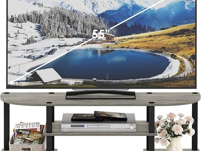 Turn-S-Tube Wide TV Entertainment Center, TV Unit, TV Stand, French Oak/Black, 120 (W) x 40 (H) x 34 (D) cm