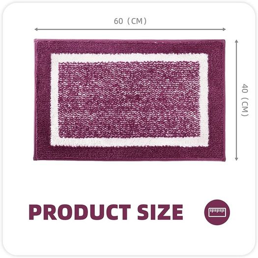 40 x 60cm Microfiber Soft Bath Mat, Non-slip Bathroom Mat Machine-washable, Shower Water Absorbent Bath Rug Durable Floor Mats (Purple)