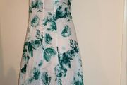 Green and White Summer Floral Cotton Dress from Per Una size 8r