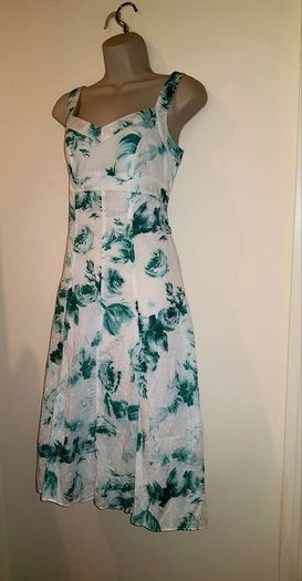 Green and White Summer Floral Cotton Dress from Per Una size 8r